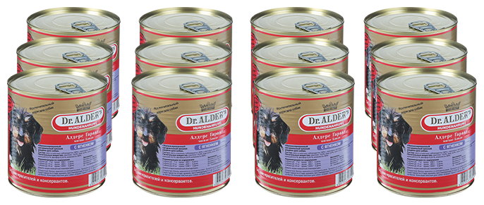 Алдерс Гарант консервы для собак Ягненок 750гр, 12 шт в упаковке