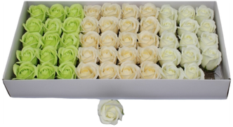 Цветы из мыла/Мыльные розы микс(фисташковый, кремовый, белый). Набор 50шт, 5,5*4см