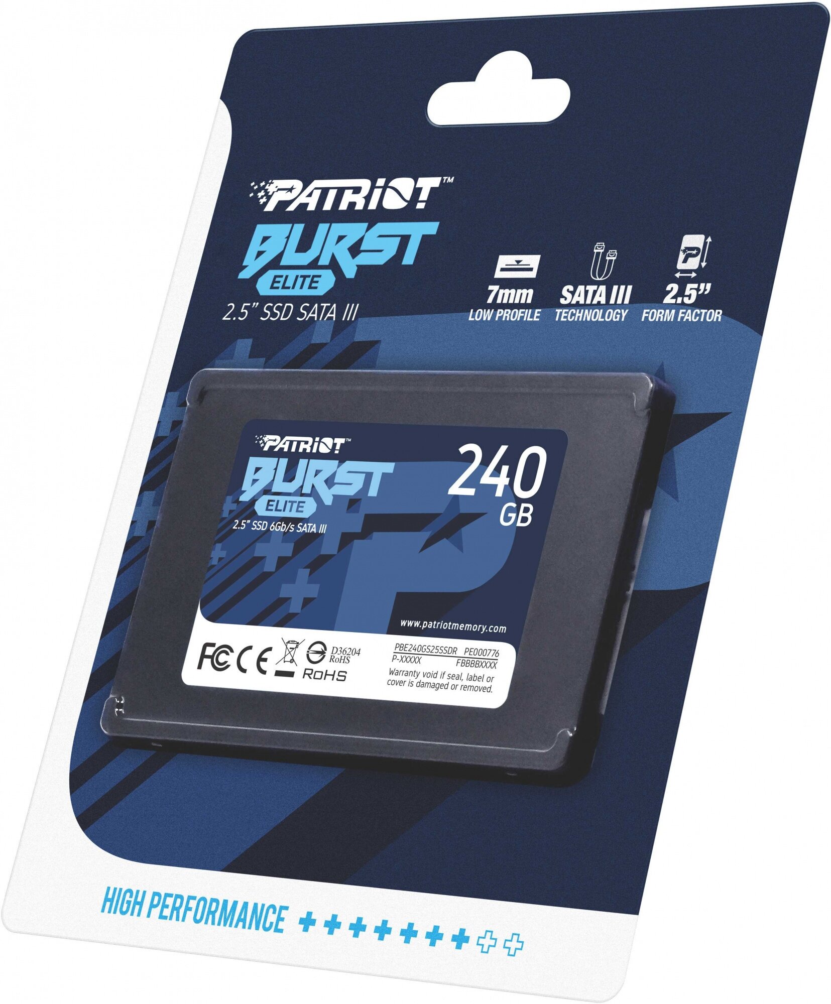 Твердотельный накопитель Patriot Memory Burst Elite 240 ГБ SATA PBE240GS25SSDR