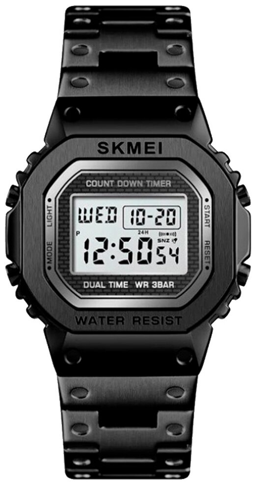 Часы наручные SKMEI 1456 мужские. стальной браслет. цвет черный.