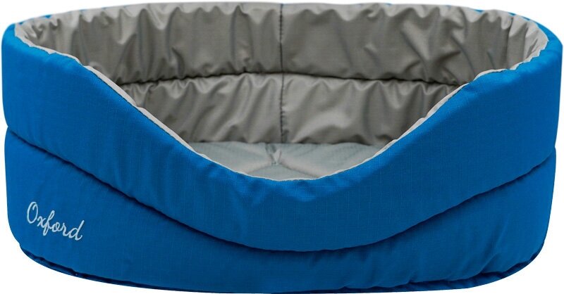 Лежак для собак и кошек Zooexpress Oxford №3, 49х33х17 см, синий/серый - фотография № 1