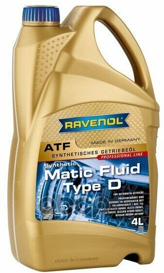 Масло Трансмиссионное Atf Matic Type D 4Л (Синтетика) Ravenol арт. 1211121004