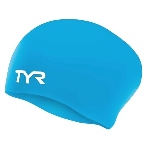 фото Шапочка для плавания tyr long hair wrinkle-free silicone junior cap lcsjrl голубой one size