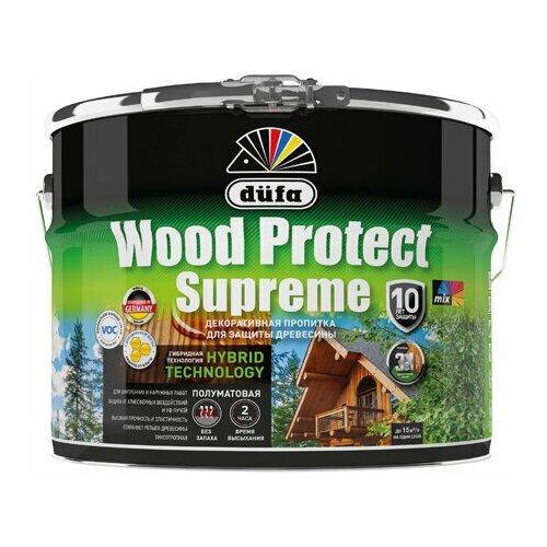 DUFA WOOD PROTECT Supreme, тиковое дерево Деревозащитное средство 9л деревозащитное средство farbitex профи wood бесцветный 9л