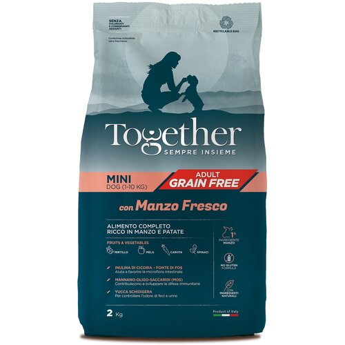 Together Dog Adult Mini Grain Free беззерновой корм для взрослых собак малых пород Говядина и картофель, 2 кг.