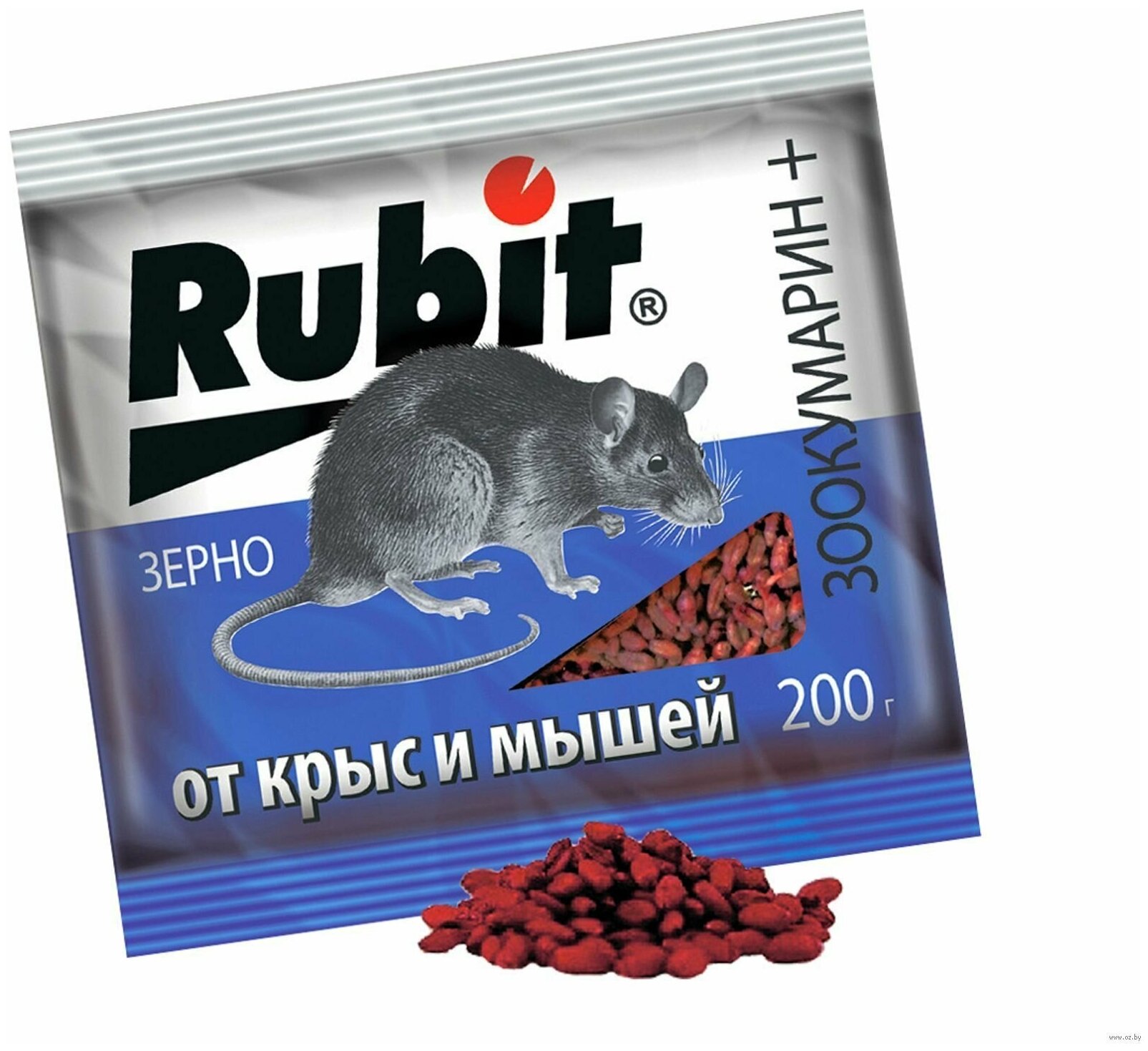 Зерновая приманка "Rubit" Зоокумарин+, от крыс и мышей, 200 г