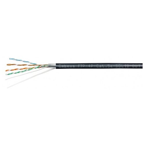 кабель cabeus utp 4p cat 6 solid lszh u utp cat 6 lszh 305 м оранжевый 7259c Кабель Cabeus FTP-4P-Cat.5e-SOLID-OUT-LSZH-UV (F/UTP, CAT.5E, LSZH, 305 м, черный) (7176c)