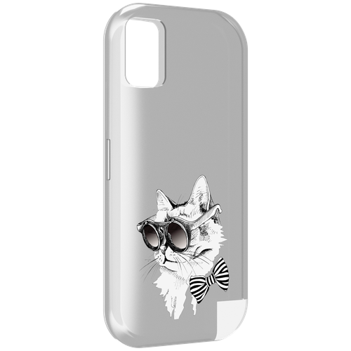 Чехол MyPads крутая кошка в очках для UMIDIGI A11 задняя-панель-накладка-бампер