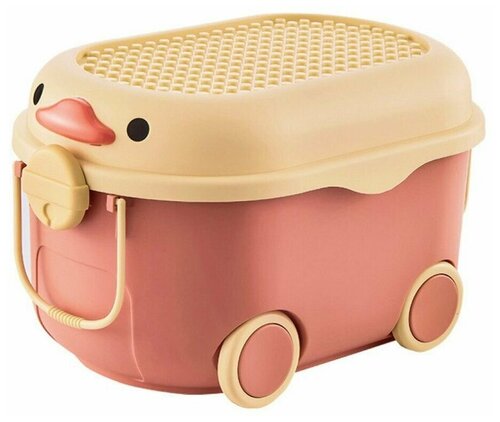 Ящик для хранения игрушек Solmax на колесах розовый