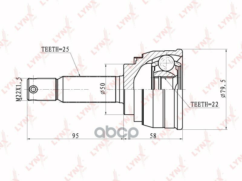 Co-3603_Шрус Наружный К-Кт! Mitsubishi Colt/Lancer <88, Hyundai Accent 1.5 94> LYNXauto арт. CO-3603