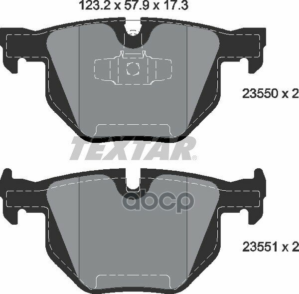 Колодки Тормозные Дисковые С Противошумной Пластиной Q+ | Зад | Textar арт. 2355001