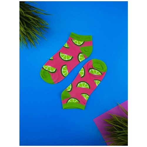 фото Женские носки 2beman укороченные, на новый год, размер 37-40, зеленый, розовый