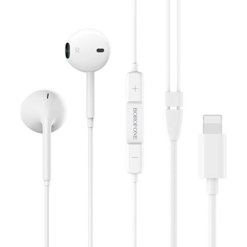 Наушники Borofone BM32 Plus вкладыши микрофон Lightning кабель 12 м белые 827₽