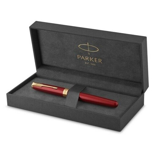 Ручка-роллер Parker Sonnet Core T539 LaqRed GT F 0.5 мм, корпус из нержавеющей стали, чёрные чернила