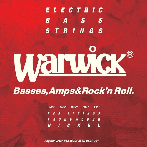 Струны для 5-струнной бас-гитары Warwick 46301 M 5B Red Label 45-135, сталь никелированная струны для 5 струнной бас гитары warwick 46301 m 5b red label 45 135 warwick варвик