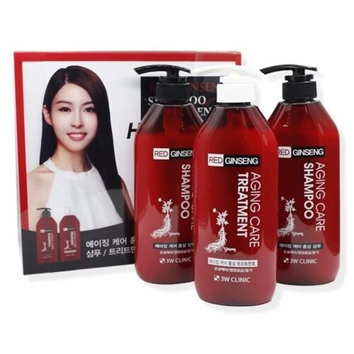 3W Clinic Набор Red ginseng shampoo aging treatment