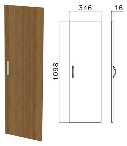 фото Дверь ЛДСП средняя "Канц", 346х16х1098 мм, цвет орех пирамидальный, ДК36.9 (арт. 640054)