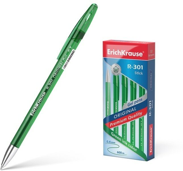 Ручка гелевая R-301 Original Gel, узел 0.5 мм, чернила зелёные, длина линии письма 600 метров