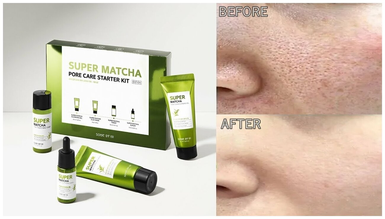 Набор: гель, маска, тонер, сыворотка Super matcha pore care starter kit Some By Mi 124мл PERENNEBELL Co., Ltd - фото №10