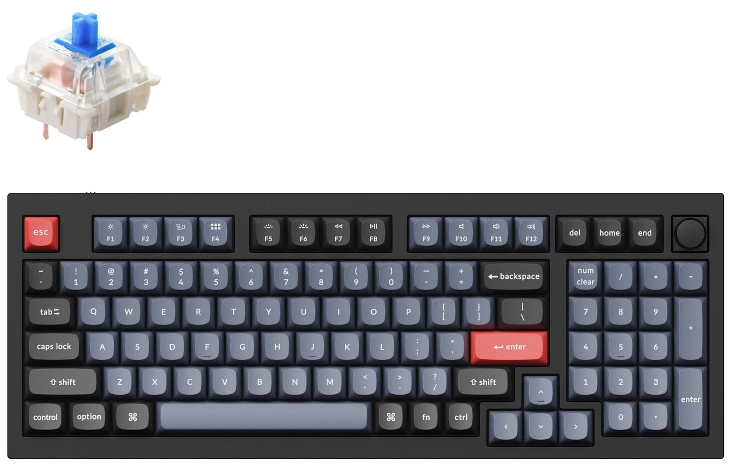 Клавиатура Keychron Q5-M2, RGB, Blue Switch, 100 кнопок, Black