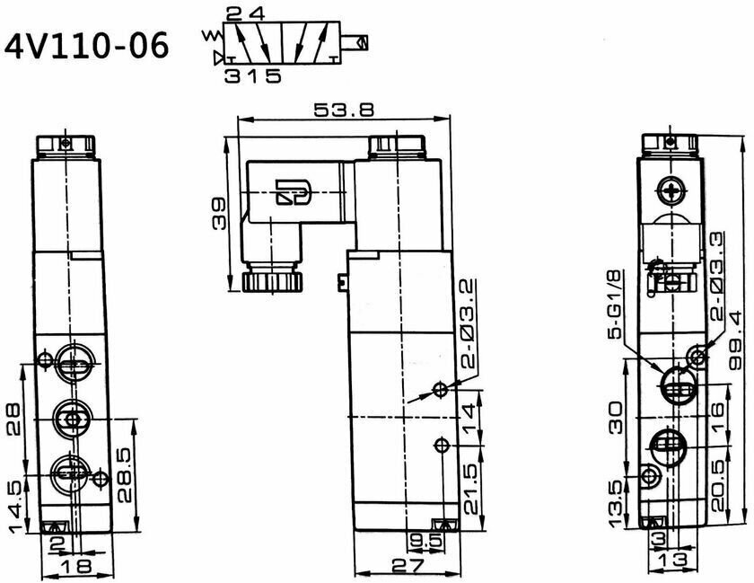 Пневмораспределитель 4V110-06 DC24V - фотография № 6