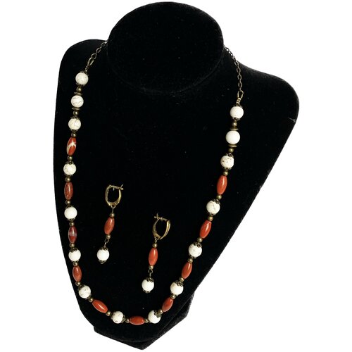 Колье с серьгами Магнезит, подарок женщине/коллеге/начальнице