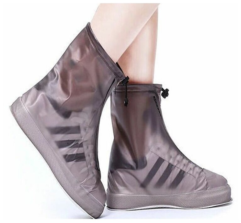 Бахилы многоразовые для обуви цвет коричневый размер 39-40 (L) защита от воды дождевик для обуви чехлы на замке
