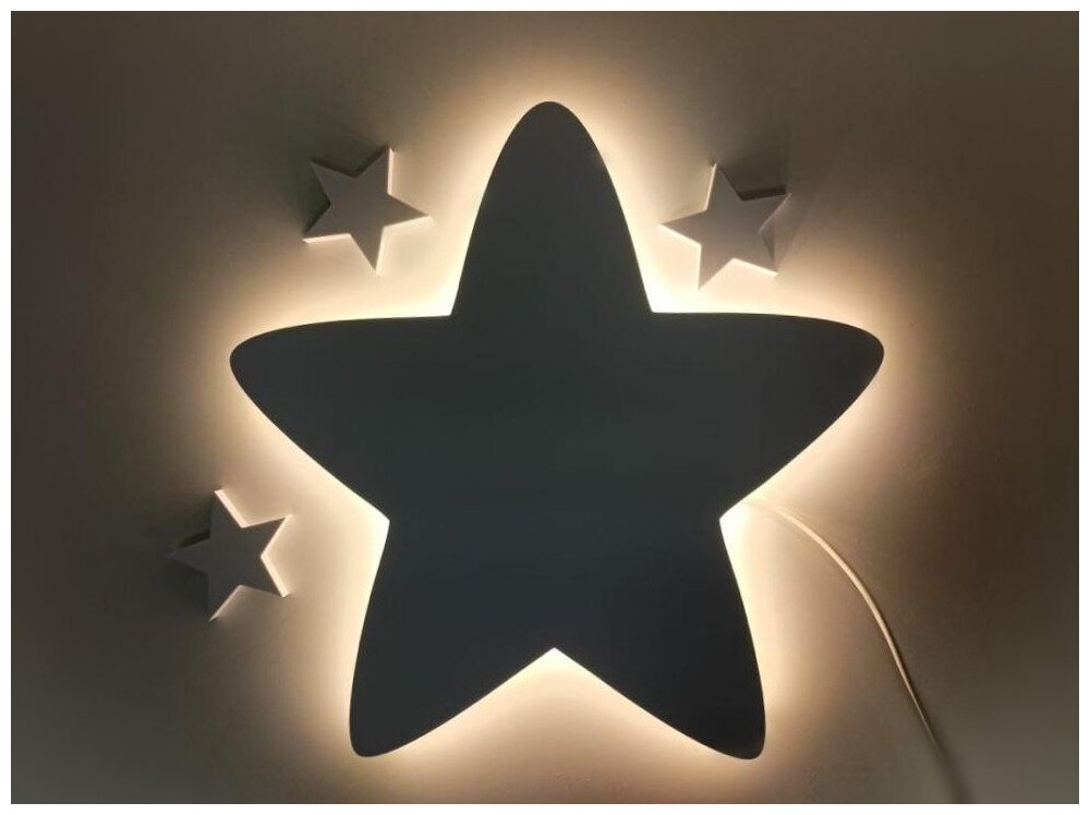 Светильник-ночник "Звезда" 35х35см, с дистанционным управлением, белая теплая подсветка