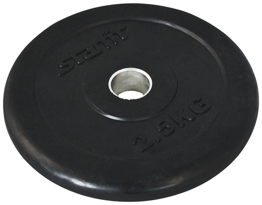 Диск обрезиненный STARFIT BB-202 2,5 кг, d=26 мм, стальная втулка, черный