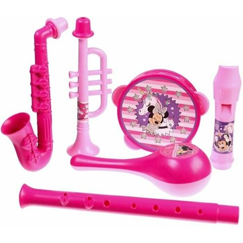 Музыкальные инструменты в наборе, 6 предметов, Минни Маус, цвет розовый музыкальные инструменты janod набор белых музыкальных инструментов металлофон флейта бубен кастаньеты