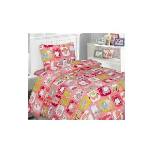 фото Комплект постельного белья mona liza "спящий зоопарк" (цвет: розовый)