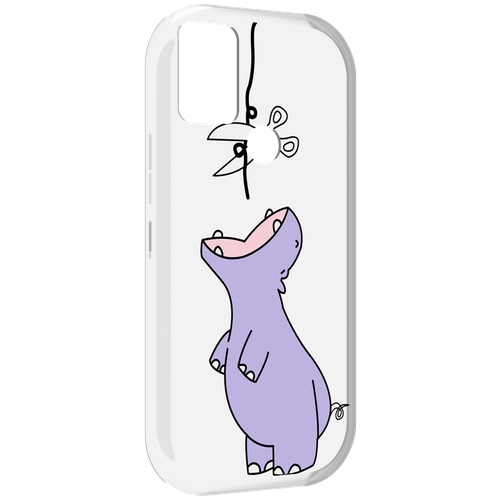 Чехол MyPads динозаврик-фиолетовый для UMIDIGI A9 задняя-панель-накладка-бампер