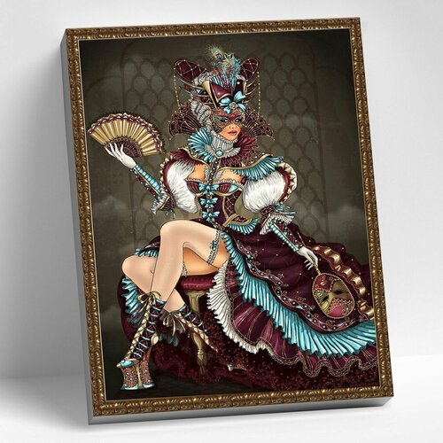фото Алмазная мозаика с нанесенной рамкой (40х50 см) венецианский карнавал molly