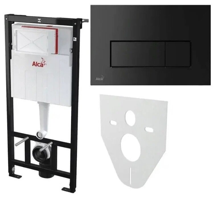 Инсталляции для унитаза AlcaPlast AM101/1120-4:1 RU, M578-0001, кнопка квадратная, черный матовый