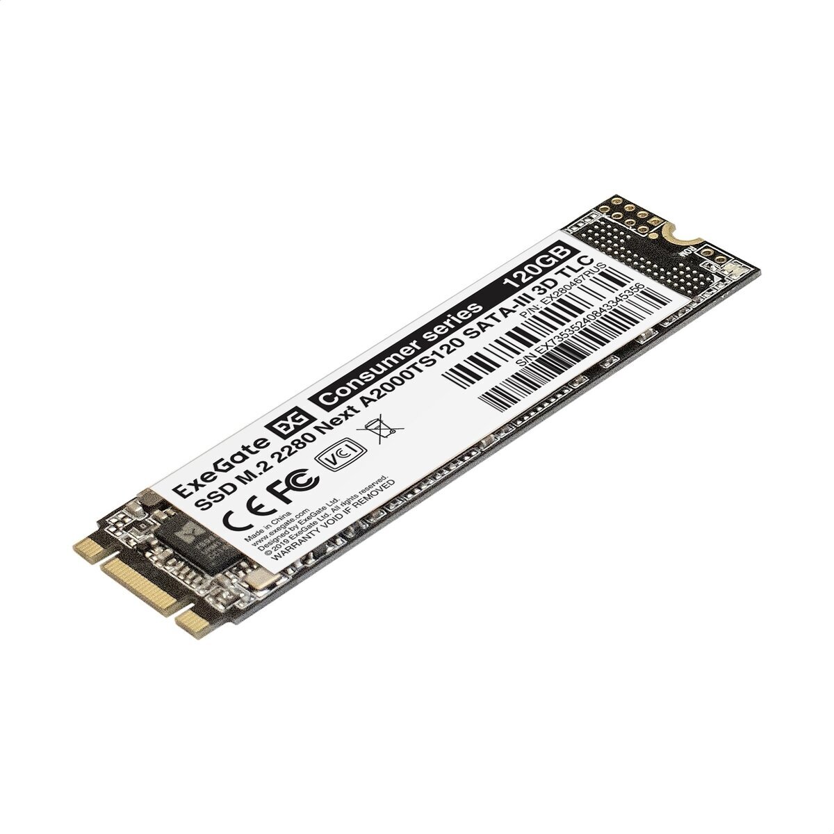 Накопитель SSD M.2 2280 120GB ExeGate Next A2000TS120 (SATA-III, 22x80mm, 3D TLC) (EX280467RUS) - фото №4
