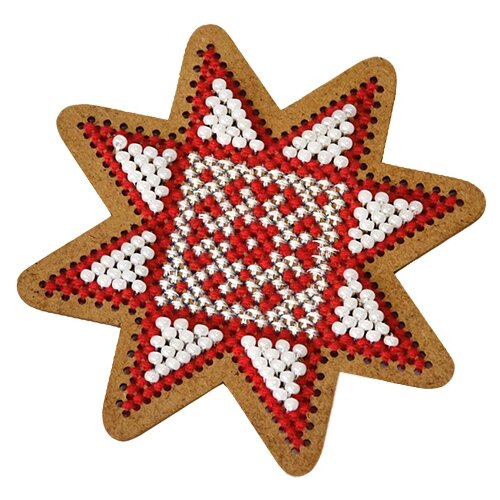 фото Созвездие набор для вышивания крестом на основе новогодняя игрушка рождественская звезда 7,5 х 7,5 см (ик-007)