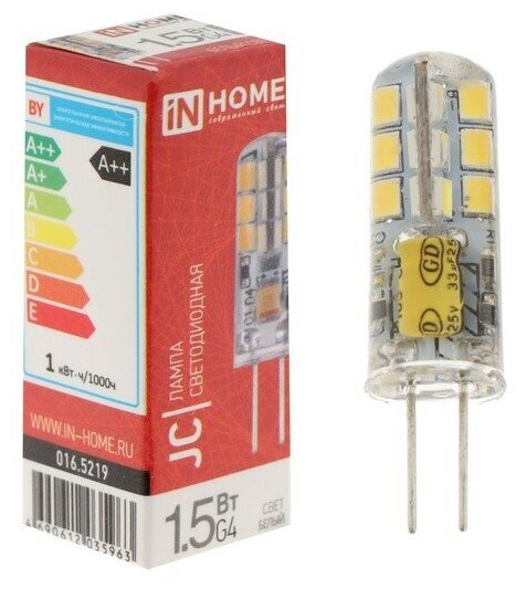 Лампа светодиодная IN HOME LED-JC, 1.5 Вт, 12 В, G4, 4000 К, 150 Лм