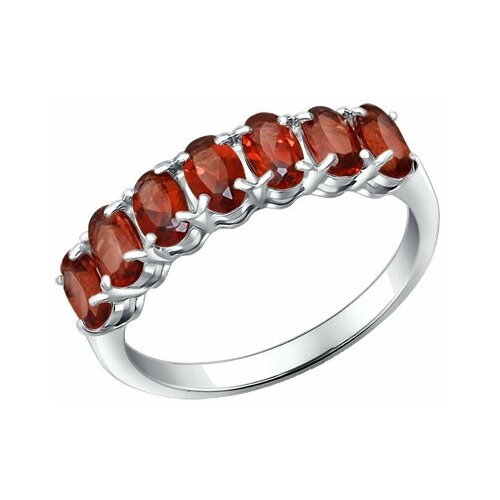 фото Кольцо diamant online, серебро, 925 проба, гранат, размер 17.5