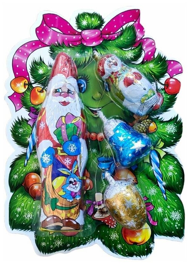 Новогодний набор: "Дед Мороз, Колокольчик, Шишка", 108 г - фотография № 1