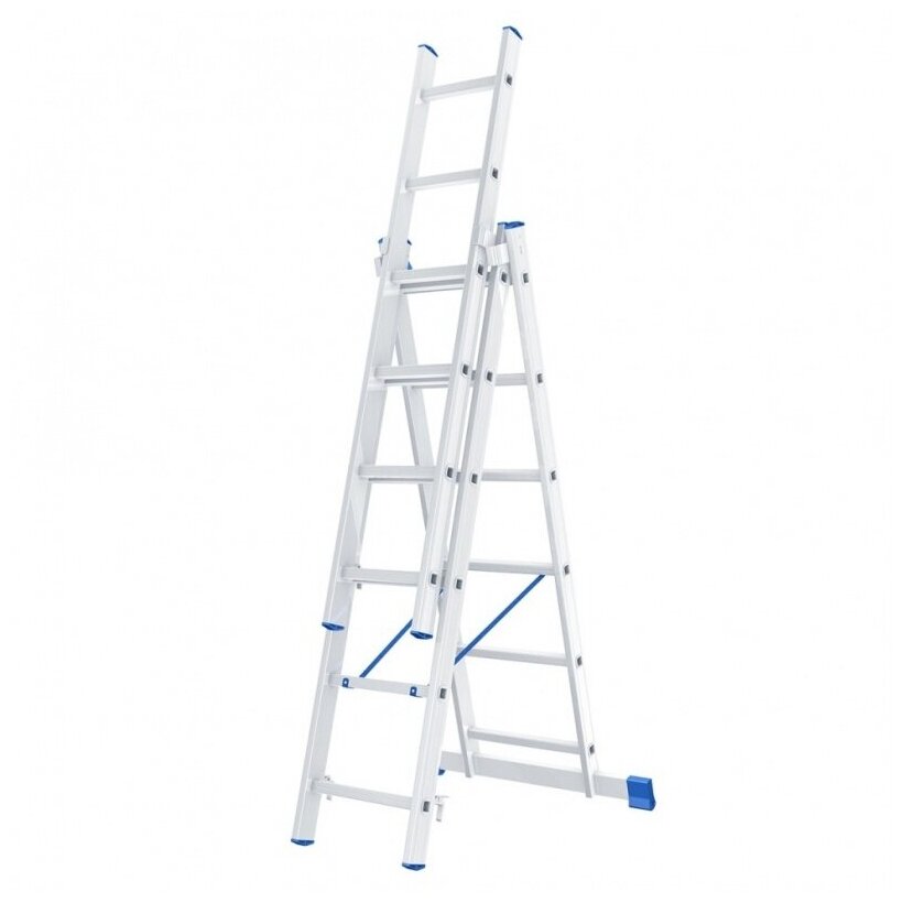 Лестница трехсекционная алюминиевая 6 ступеней (до 150 кг, высота 178/291/401 см) РемоКолор Professional