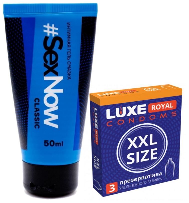 Комплект из лубриканта на водной основе SexNow и презервативов LUXE ROYAL XXL Size