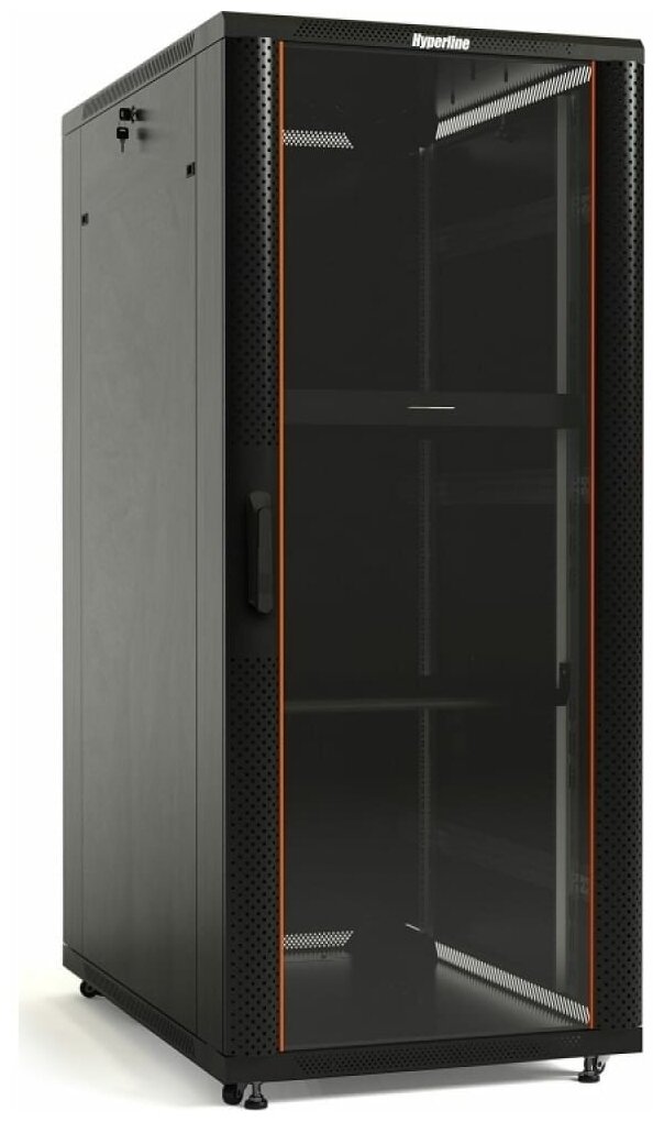 Шкаф настенный Hyperline TWB-2266-GP-RAL9004 19-дюймовый (19"), 22U, 1086x600х600мм, стеклянная двер .