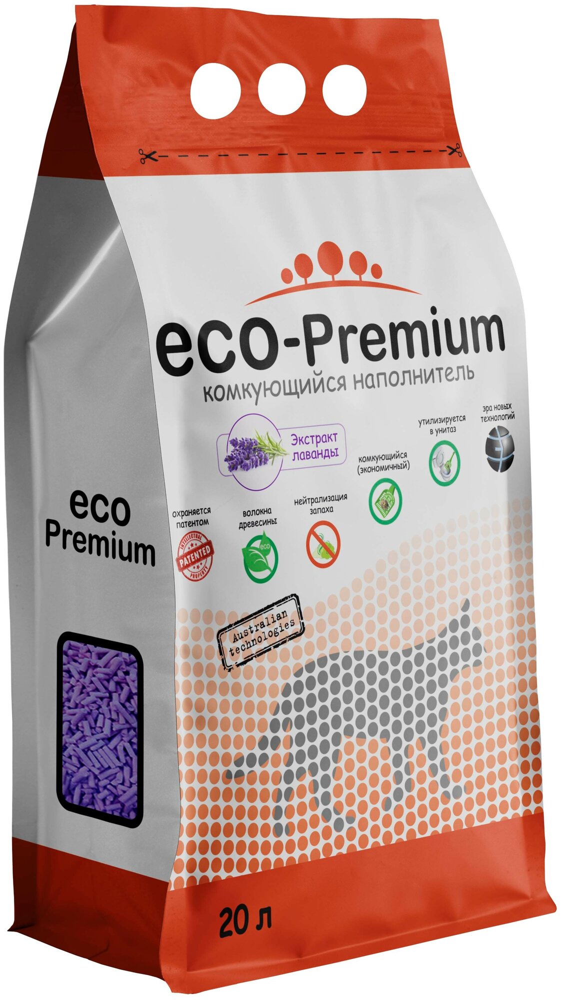 ECO Premium Лаванда наполнитель древесный 202 кг 55 л