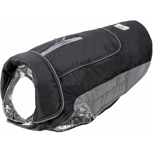 Водоотталкивающая и светоотражающая куртка - жилет для собаки. Подходит для зимы, весны и осени. Дождевик. Черная. Размер XXL.