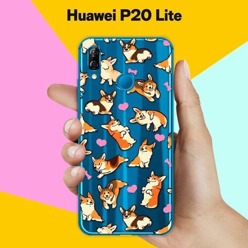 Силиконовый чехол Корги узором на Huawei P20 Lite силиконовый чехол корги узором на huawei y6s