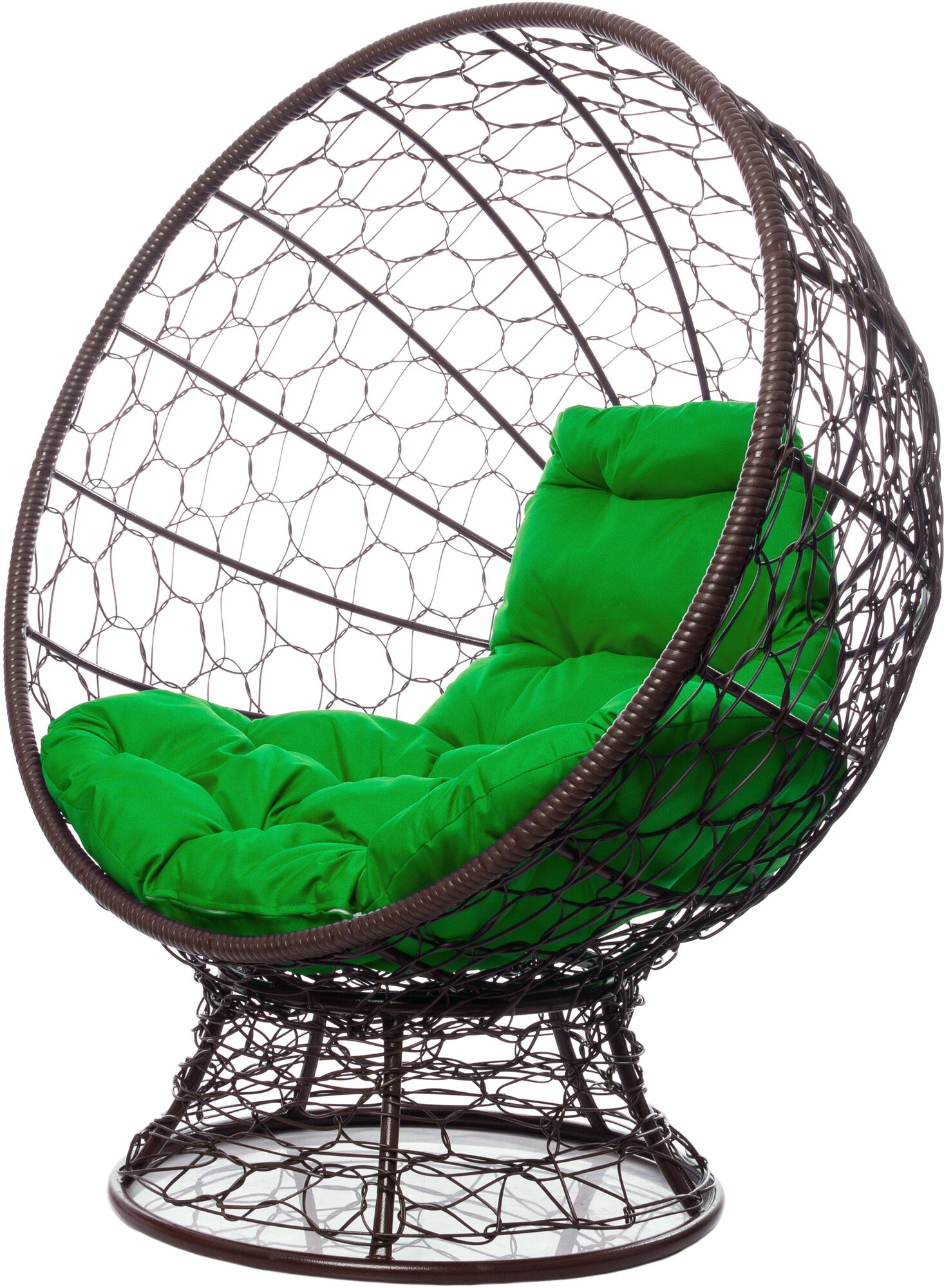 Кресло садовое M-Group Кокос на подставке ротанг коричневый 11590204 зелёная подушка - фотография № 1