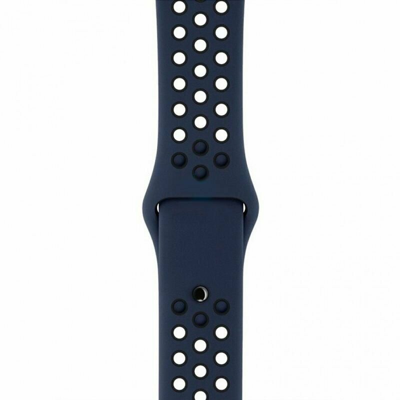Ремешок для смарт-часов Apple Watch Series 1 2 3 4 SE 5 6 7 8 Nike силиконовый найк перфорация браслет 38/40/41 мм, синий черный