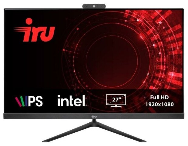 Моноблок 27 iRu Office 27IH5P 1920 x 1080 Intel Core i5-11400 8Gb SSD 1024 Gb Intel UHD Graphics 730 DOS черный 1865966 1865966