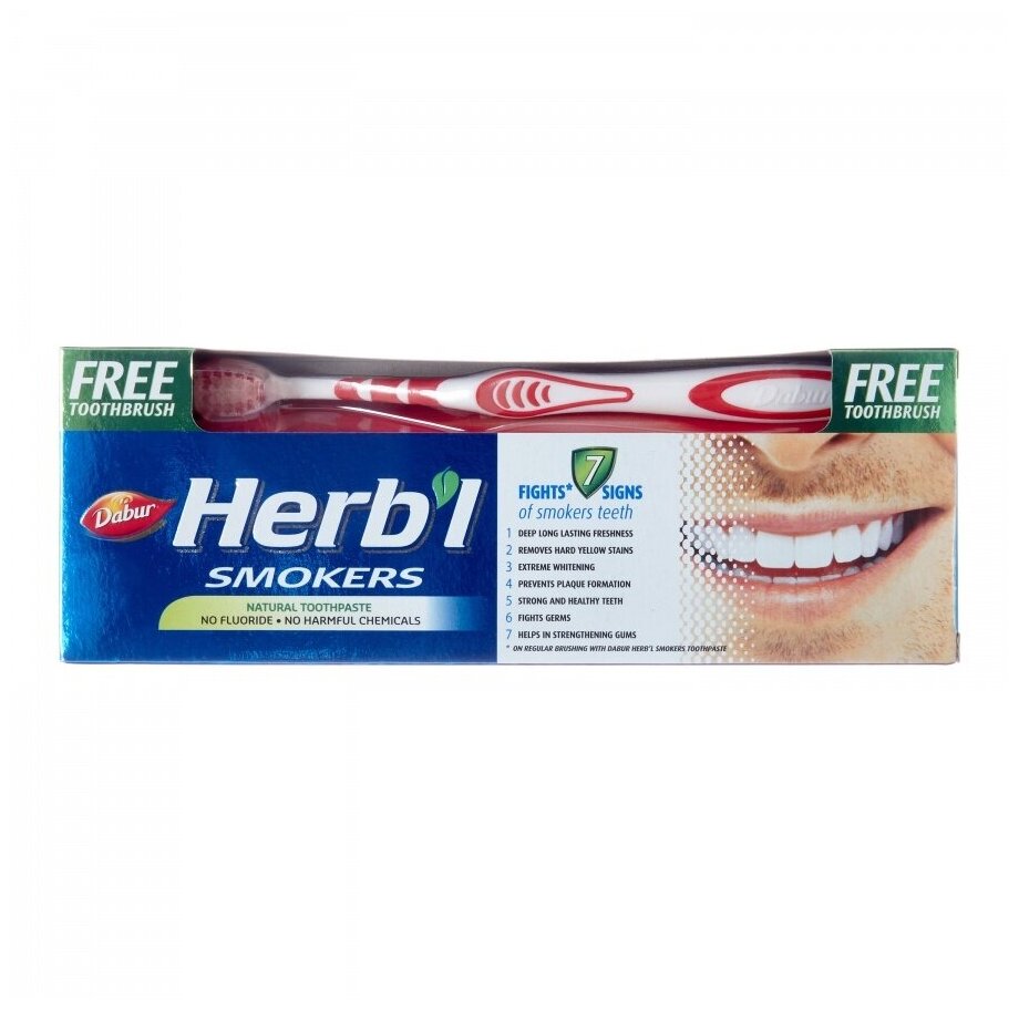 Dabur Зубная паста для курильщиков в комплекте с зубной щеткой 150г