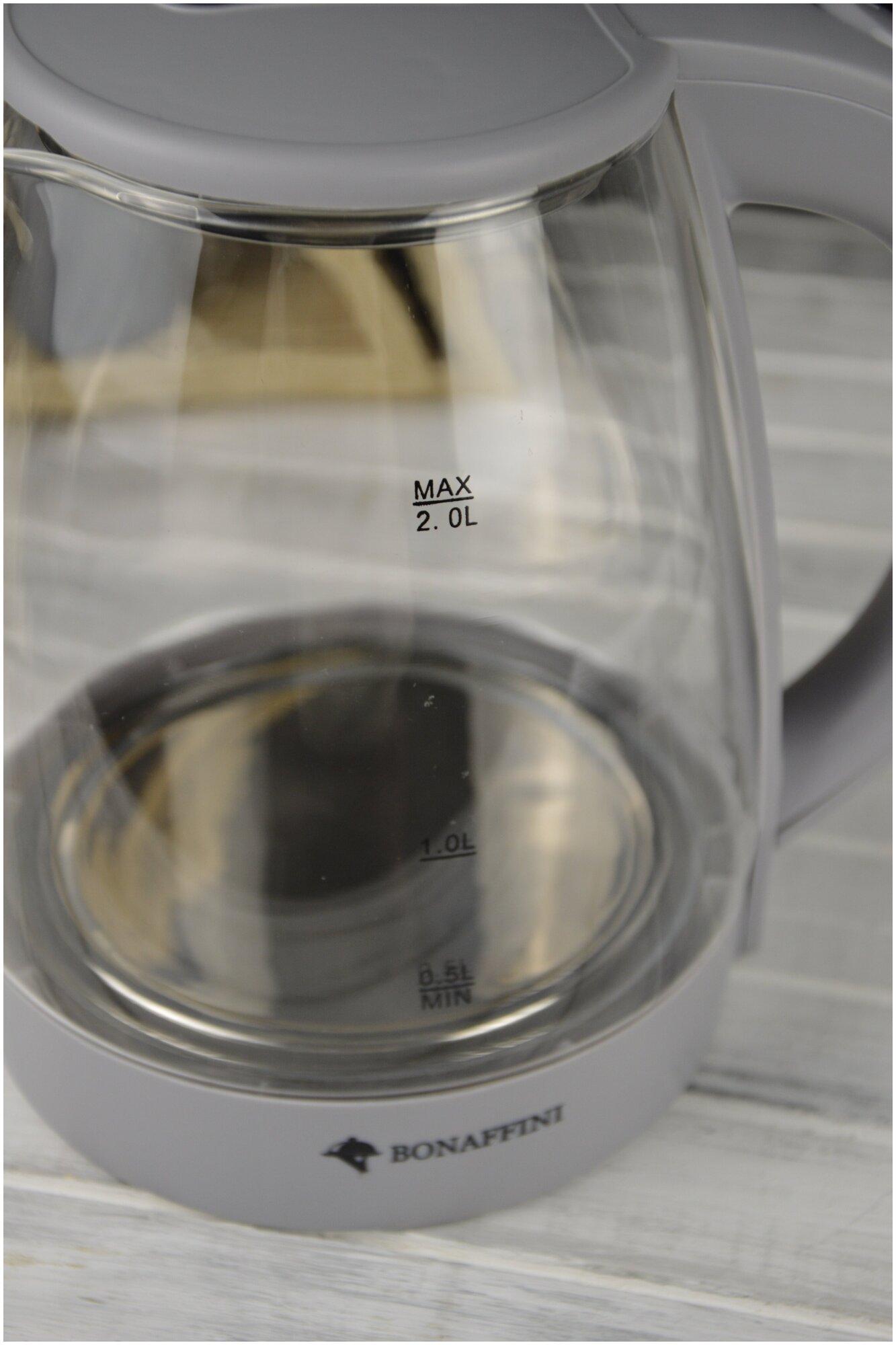 Электрический стеклянный чайник Bonaffini, 2 л, 1500 Вт, серый / электрочайник - фотография № 8